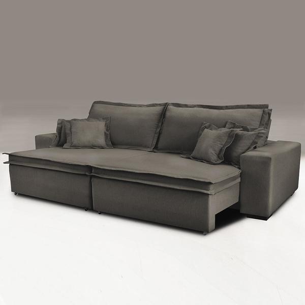 Sofa Retratil E Reclinavel Com Molas Cama Inbox Premium 2 52m Tecido Em Linho Marrom Leroy Merlin