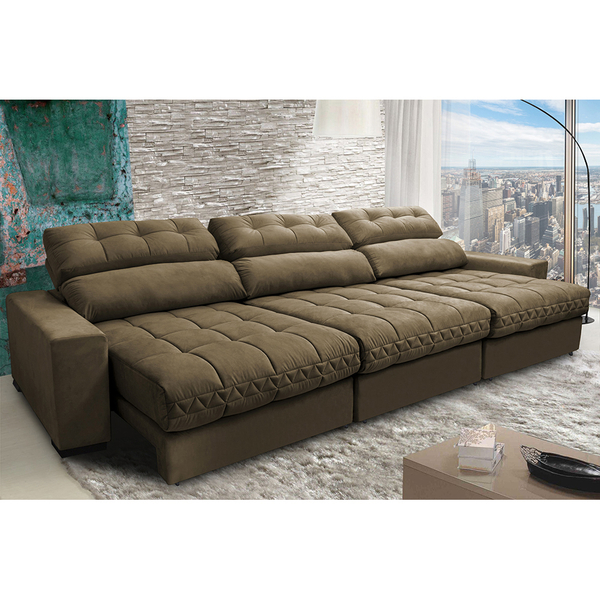 Sofá Retrátil E Reclinável Com Molas Ensacadas Cama Inbox Mas