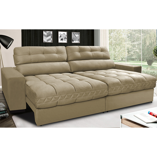 Sofá Retrátil E Reclinável Com Molas Ensacadas Cama Inbox Mas