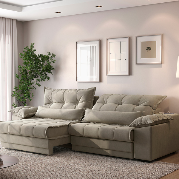 Sofá Retrátil E Reclinável Com Molas Ensacadas E Carregador U