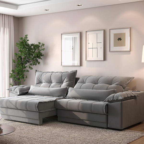 Sofá Retrátil E Reclinável Com Molas Ensacadas E Carregador U