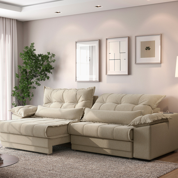 Sofá Retrátil E Reclinável Com Molas Ensacadas E Carregador U