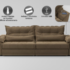 Sofá Retrátil E Reclinável Com Molas Ensacadas E Carregador U