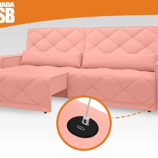 Sofá Retrátil E Reclinável Com Usb Malibu 2,50m Velosuede Ros