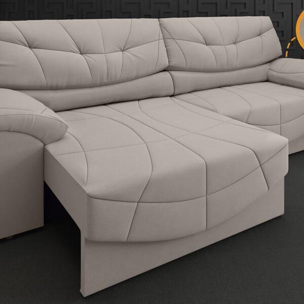 Sofá Retrátil E Reclinável Com Usb Smile 2,50m Velosuede Bege