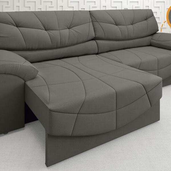 Sofá Retrátil E Reclinável Com Usb Smile 2,50m Velosuede Cinz