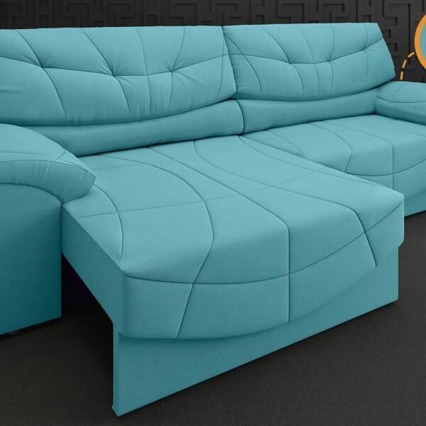 Sofá Retrátil E Reclinável Com Usb Smile 2,50m Velosuede Turq