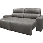 Sofá Retrátil E Reclinável De Couro Atami 2,30 M Cement Grey