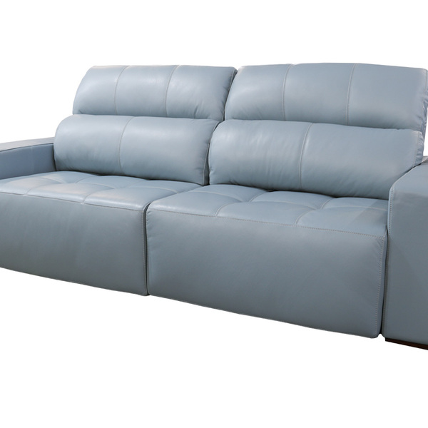 Sofá Retrátil E Reclinável De Couro Atami 2,50 M Light Blue -