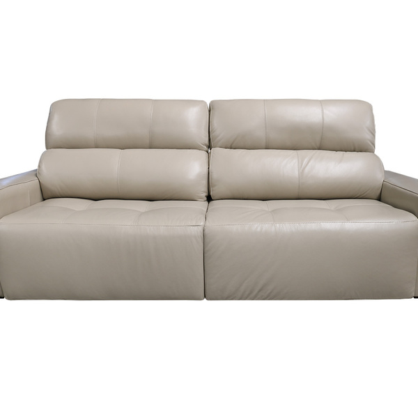 Sofá Retrátil E Reclinável De Couro Atami 2,50 M Taupe - Memp