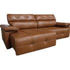 Sofá Retrátil E Reclinável De Couro Queen 2,20 M Brown - Memp
