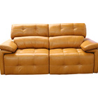 Sofá Retrátil E Reclinável De Couro Queen 2,40 M Caramelo - M