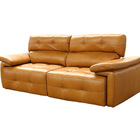 Sofá Retrátil E Reclinável De Couro Queen 2,60 M Caramelo - M