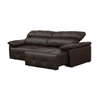 Sofá Retrátil E Reclinável De Couro Queen 2,60 M Marrom Pigme