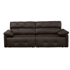 Sofá Retrátil E Reclinável De Couro Queen 2,60 M Marrom Pigme