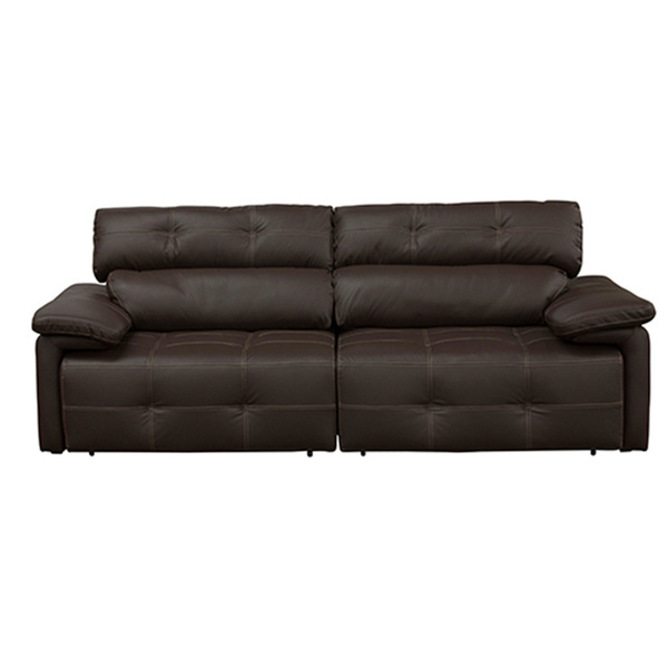 Sofá Retrátil E Reclinável De Couro Queen 2,60 M Marrom Pigme