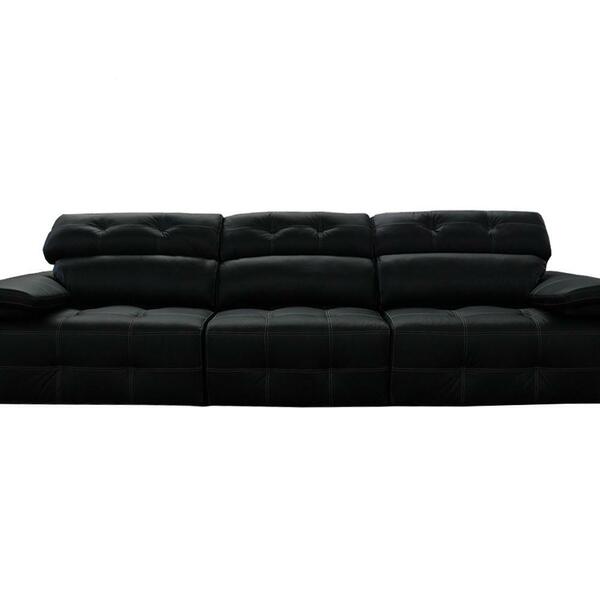 Sofá Retrátil E Reclinável De Couro Queen 3,60m Preto