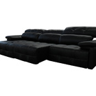 Sofá Retrátil E Reclinável De Couro Queen 3,60m Preto