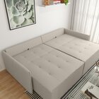 Sofá Retrátil E Reclinável Em Linho 200cm Boss Areia