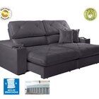 Sofá Retrátil E Reclinável Enzo 210 Cm Em Veludo Com Porta Co