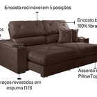 Sofá Retrátil E Reclinável Enzo 270 Cm Em Veludo Com Porta Co