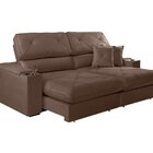 Sofá Retrátil E Reclinável Enzo 270 Cm Em Veludo Com Porta Co