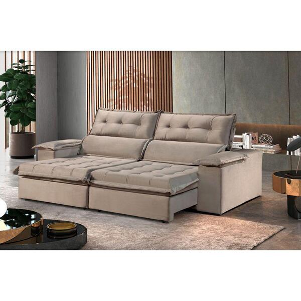 Sofá Retrátil E Reclinável Eros 2,90m 05 Lugares Txr Bege