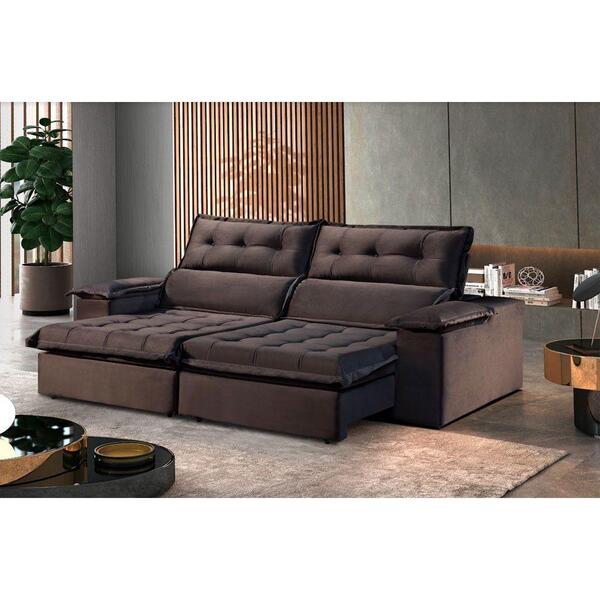 Sofá Retrátil E Reclinável Eros 2,90m 05 Lugares Txr Marrom