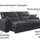 Sofá Retrátil E Reclinável Gael 230 Cm Veludo Com Porta Copos