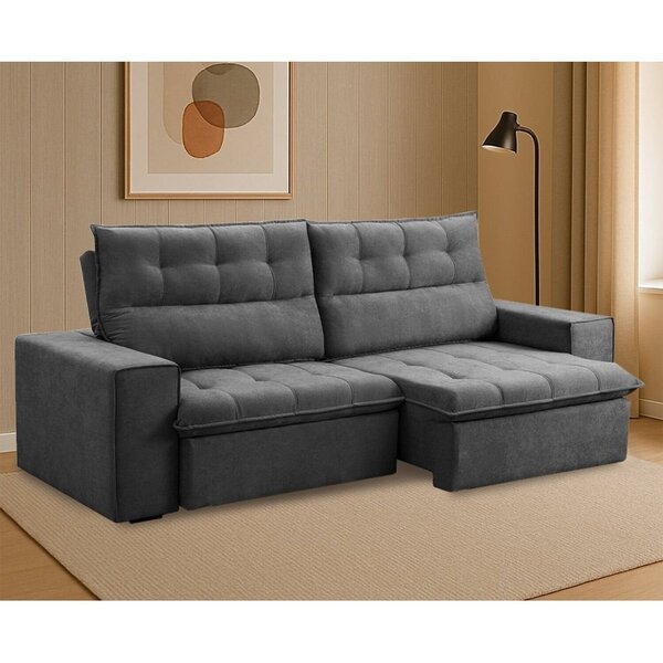 Sofá Retrátil E Reclinável Gouda 220cm  Grafite