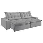 Sofá Retrátil E Reclinável Leblon Tecido Veludo Cinza 2,10 M