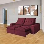 Sofá Retrátil E Reclinável Leblon Tecido Veludo Vinho 2,10 M