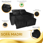 Sofá Retrátil E Reclinável Madri 2l. 160cm C/molas - Veludo