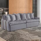 Sofá Retrátil E Reclinável Modulado 194cm Pés Em Madeira Maci