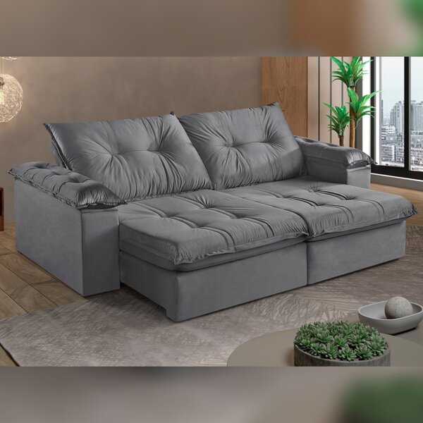 Sofá Retrátil E Reclinável Modulado 2 Lugares 210cm Pés Em Ma