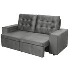 Sofá Retrátil E Reclinável Molas 206cm Veludo Marrocos Cinza