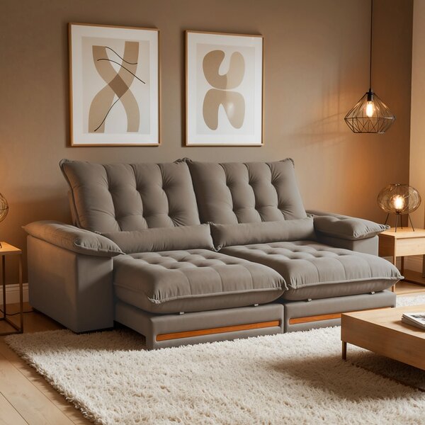 Sofá Retrátil E Reclinável Molas Ensacadas 3 Lugares 230cm Is