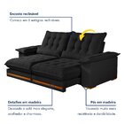 Sofá Retrátil E Reclinável Molas Ensacadas 3 Lugares 250cm Is