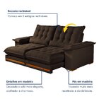 Sofá Retrátil E Reclinável Molas Ensacadas 3 Lugares 250cm Is