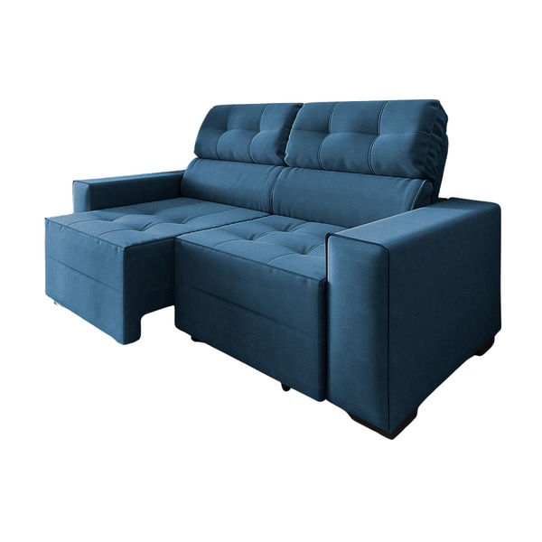 Sofá Retrátil E Reclinável New York 2 Mts Suede Azul