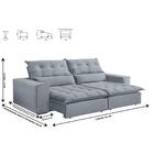 Sofá Retrátil E Reclinável Orion 2,90m 05 Lugares Txr Prata