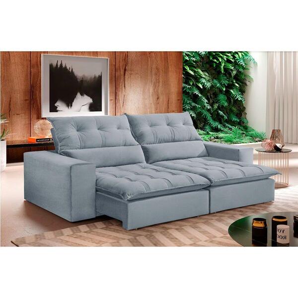 Sofá Retrátil E Reclinável Orion 2,90m 05 Lugares Txr Prata