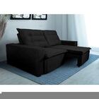 Sofá Retrátil E Reclinável Paris 3 Lugares Sued Preto 225cm