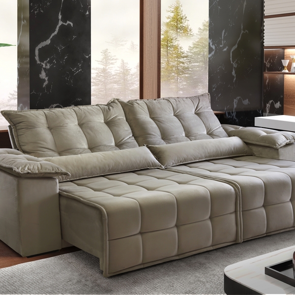 Sofá Retrátil E Reclinável Pernambuco Estofados Teixeira  Beg