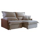 Sofá Retrátil E Reclinável Portinari Veludo Bege Palha 1,90m