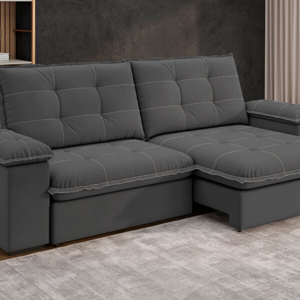 Sofá Retrátil E Reclinável Slim 250cm 4 Lugares Fofao Premium