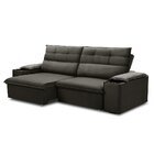 Sofá Retrátil E Reclinável Vannes 225cm Com Porta Copos E Obj