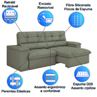 Sofá Retrátil E Reclinável Veludo Londres Castor Luizzi