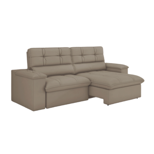 Sofá Retrátil E Reclinável Veludo Londres Castor Luizzi