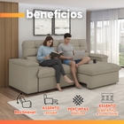 Sofá Retrátil E Reclinável Veludo Londres Castor Luizzi